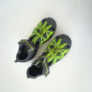 Merrell Hydro‎ Boys' Size 7W Gray & Green Water Sport Sandals Shoes Hook and Eye